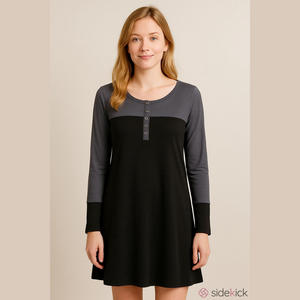 MICHAEL STARS Tunic Length‎ Dress The Original Tee One Size Fits Most Black Grey